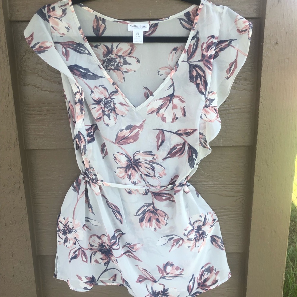 flowered v neck blouse